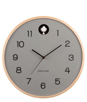 Wall Clock Natural Cuckoo Birch Wood